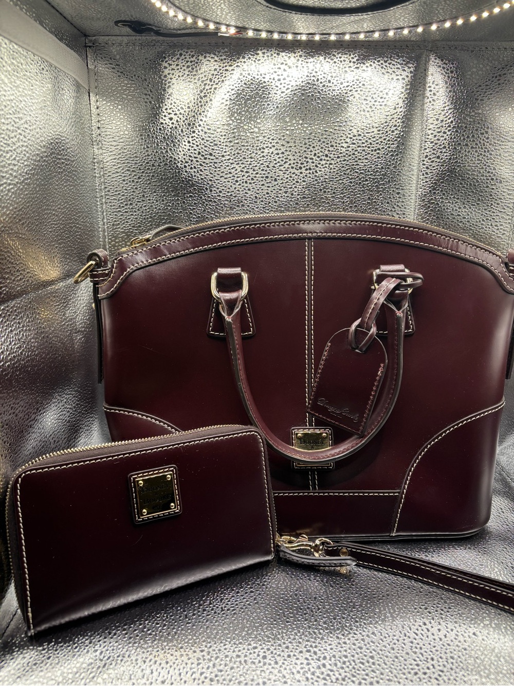 Dooney & Bourke Burgundy Leather Dome Satchel with Matching Wallet - Picture 11 of 11